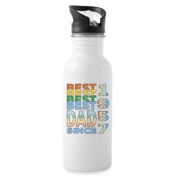 Best dad in the world since 1957 Father's Day birthday - Water bottle with straw - white - Right