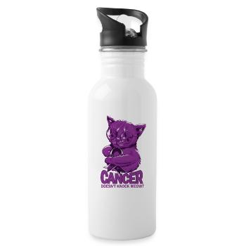 Cancer doesn't defeat pancreatic cancer - Water bottle with straw - white - Right