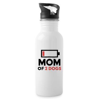 Mutter von 2 Hunden Humor Low Battery - Trinkflasche mit integriertem Trinkhalm - Weiß - Rechts