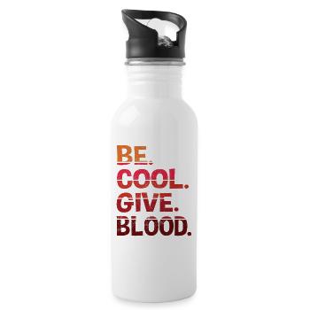 be.cool.give.blood. rot - Trinkflasche mit integriertem Trinkhalm - Weiß - Rechts