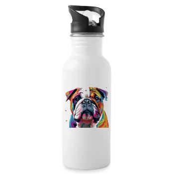 English Bulldog Colorful - Water bottle with straw - white - Right