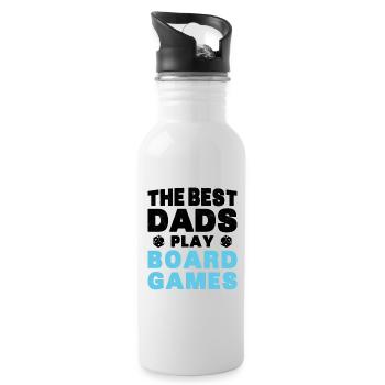 Die besten Väter spielen Geschenk-Brettspiele - Trinkflasche mit integriertem Trinkhalm - Weiß - Rechts