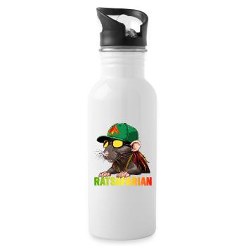 Cool Rasta Rat Colorful - Water bottle with straw - white - Right
