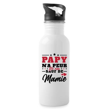 Homme Papi Papy Grand-père N'a Peur De Rien - Gourde avec paille intégrée - blanc - Droite