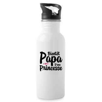 Bientôt Papa D'une Princesse Humour Cadeau - Gourde avec paille intégrée - blanc - Droite