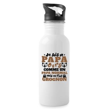 Je suis un papa ours comme un papa normal cadeau - Gourde avec paille intégrée - blanc - Droite