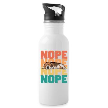 Beagle Dog Nope - Water bottle with straw - white - Right