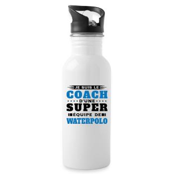 Coach de Super équipe de waterpolo Humour Cadeau - Gourde avec paille intégrée - blanc - Droite