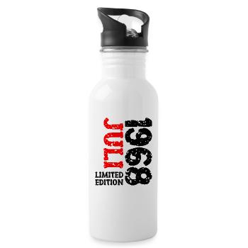 1968 Juli Limited Edition Geburtstag Geschenk - Trinkflasche mit integriertem Trinkhalm - Weiß - Rechts