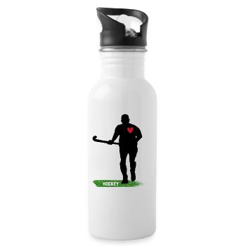 Hockey Feldhockey Hockeyspieler Hockeyteam - Trinkflasche mit integriertem Trinkhalm - Weiß - Rechts