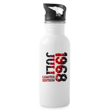 1968 Juli Limited Edition Geburtstag Geschenk - Trinkflasche mit integriertem Trinkhalm - Weiß - Rechts