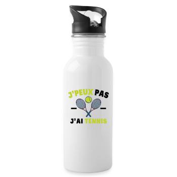 J'Peux Pas J'Ai Tennis Sport Cadeau Humoristique - Gourde avec paille intégrée - blanc - Droite