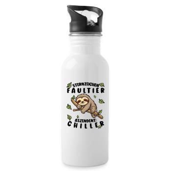 Faultier Lustiger Spruch: Sternzeichen Faultier - Trinkflasche mit integriertem Trinkhalm - Weiß - Rechts