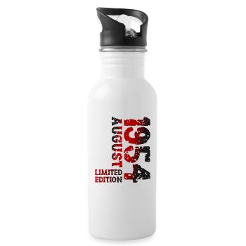 1954 August Limited Edition 69. Geburtstag Outfit - Trinkflasche mit integriertem Trinkhalm - Weiß - Rechts