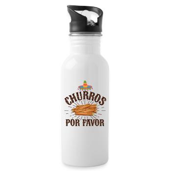 Churros Por Favor Vintage Mexican Churro - Water bottle with straw - white - Right