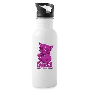 Katze Ehrt Krebsbetreuer - Trinkflasche mit integriertem Trinkhalm - Weiß - Rechts