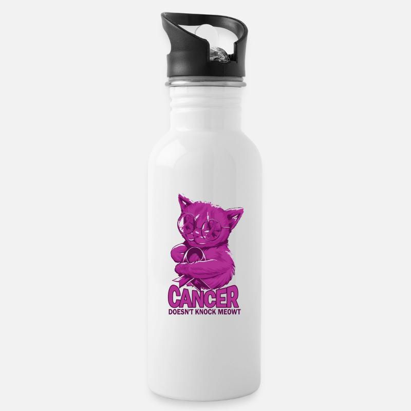 Katze Ehrt Krebsbetreuer - Trinkflasche mit integriertem Trinkhalm - Weiß