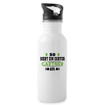 Gärtner Gartenbau Landschaftsbau Hobbygärtner - Trinkflasche mit integriertem Trinkhalm - Weiß - Rechts