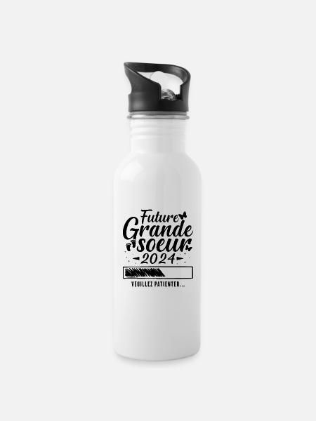 Zukünftige große Schwester 2024 - Trinkflasche mit integriertem Trinkhalm - Weiß
