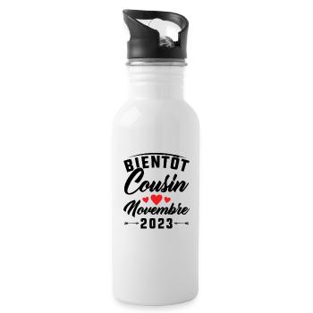 Bientôt Cousin Novembre 2023, Annonce Grossesse - Gourde avec paille intégrée - blanc - Droite