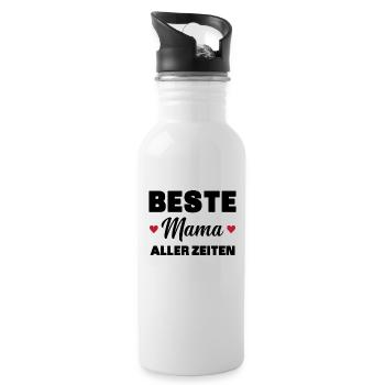 Beste Mutter aller Zeiten - Trinkflasche mit integriertem Trinkhalm - Weiß - Rechts