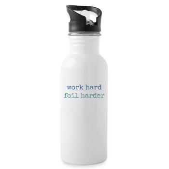 Work Hard Foil Harder Wing Foil Wingsurf - Trinkflasche mit integriertem Trinkhalm - Weiß - Rechts