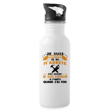 Je suis Menuisier Humour Cadeau - Gourde avec paille intégrée - blanc - Droite