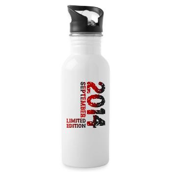 2014 September Limited Edition 9. Geburtstag Deko - Trinkflasche mit integriertem Trinkhalm - Weiß - Rechts