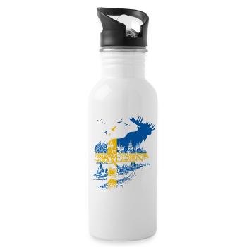 SWEDEN ELCH SCHWEDEN FLAGGE - Trinkflasche mit integriertem Trinkhalm - Weiß - Rechts