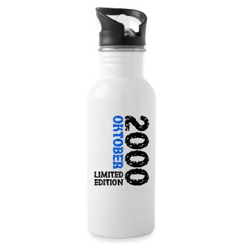2000 Oktober Limited Edition 23. Geburtstag Deko - Trinkflasche mit integriertem Trinkhalm - Weiß - Rechts