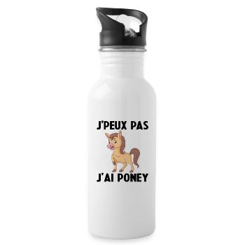 Je Peux Pas J'ai Poney - Gourde avec paille intégrée - blanc - Droite