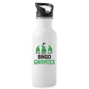 Bingo Gnomies Women Men Funny Bingo - Water bottle with straw - white - Right