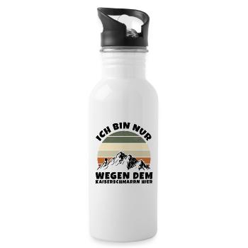 Ich Bin Nur Wegen Dem Kaiserschmarrn Hier - Trinkflasche mit integriertem Trinkhalm - Weiß - Rechts