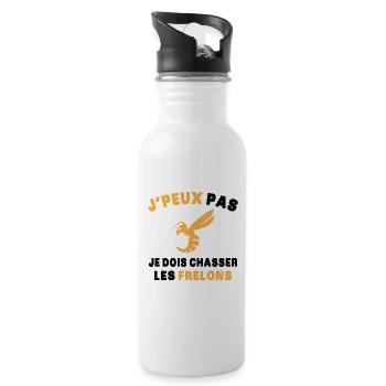 Chasseur de frelons Insecte J'peux pas humour - Gourde avec paille intégrée - blanc - Droite