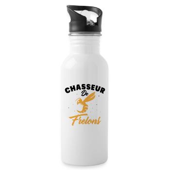 Chasseur de frelon Humour frelon asiatique Drôle - Gourde avec paille intégrée - blanc - Droite