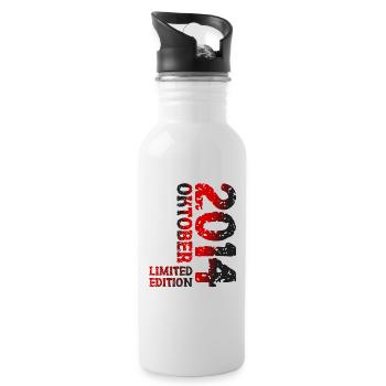 2014 Oktober Limited Edition 9. Geburtstag Deko - Trinkflasche mit integriertem Trinkhalm - Weiß - Rechts
