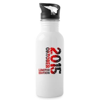 2015 Oktober Limited Edition 8. Geburtstag Deko - Trinkflasche mit integriertem Trinkhalm - Weiß - Rechts