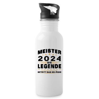Meister 2024 Die Legende Betritt Das Gelände - Trinkflasche mit integriertem Trinkhalm - Weiß - Rechts