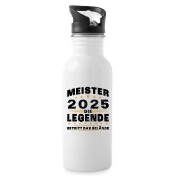 Meister 2025 Die Legende Betritt Das Gelände - Trinkflasche mit integriertem Trinkhalm - Weiß - Rechts