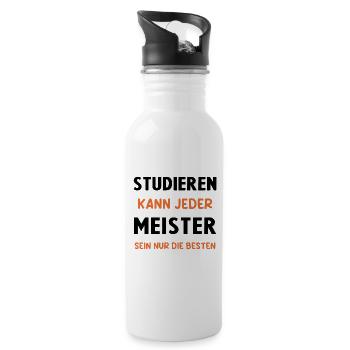 Meister Prüfung Bestanderen Prüfung - Trinkflasche mit integriertem Trinkhalm - Weiß - Rechts