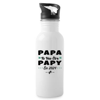 Futur Grand Père Papa Tu Vas Être Papy 2024 - Gourde avec paille intégrée - blanc - Droite