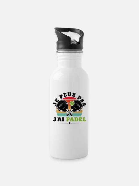 Je peux pas j'ai padel - Gourde avec paille intégrée - blanc