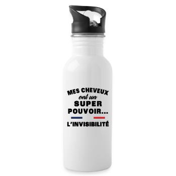 mes cheveux homme humour cheveux super pouvoir - Gourde avec paille intégrée - blanc - Droite