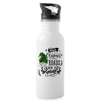 Xmas Gnomies All Roads Lead to the Gnome - Water bottle with straw - white - Right