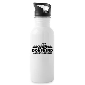 Dorfkind und stolz drauf - Trinkflasche mit integriertem Trinkhalm - Weiß - Rechts