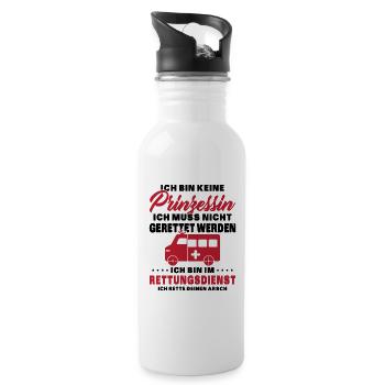 Frauensanitäterin Sanitäterin - Trinkflasche mit integriertem Trinkhalm - Weiß - Rechts