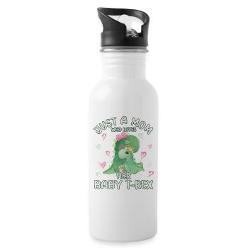 Mum Just A Mom Who Loves Her Baby T Rex - Water bottle with straw - white - Right