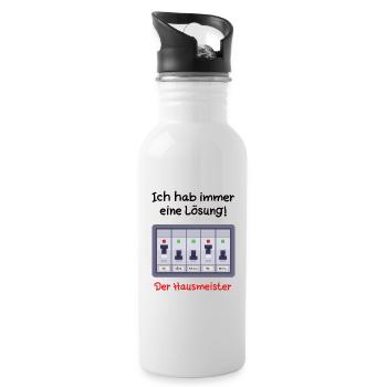Ich Habe Eine Lösung Lustige Sprüche Hausmeister - Trinkflasche mit integriertem Trinkhalm - Weiß - Rechts