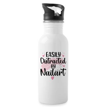 Facilement distrait par le nail art Nail Tech - Gourde avec paille intégrée - blanc - Droite