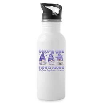 Gnome One fights Hodgkin's lymphoma alone - Water bottle with straw - white - Right